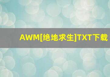 AWM[绝地求生]TXT下载